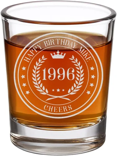 Vista 6 de Vaso de chupito grabado vintage de 1996 de 2.5 onzas – Regalos de feliz cumpleaños 30 para hombres y mujeres, saludos a cumplir 30 años de edad