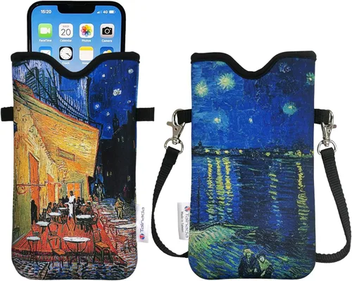Vista 21 de Tainada Funda Estuche Bolsa de Neopreno para Teléfono para Hombres y Mujeres con Correa Cruzada/Cordón para el Cuello para iPhone 17/16/15 Pro Max