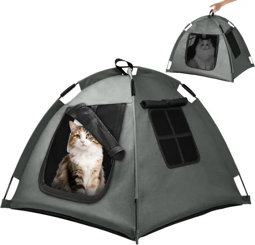 Vista 13 de Tienda de campaña para mascotas de diseño abierto, acogedora cama de monitoreo para gatos y cachorros, paredes de malla transpirable para seguridad