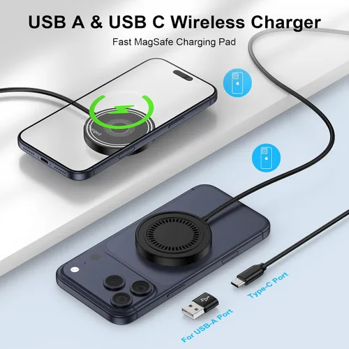 Vista 4 de 15W Samsung Magnetic Wireless Charger Fast Charging Pad for Galaxy S26 S25