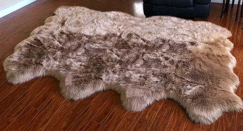 Vista 15 de LAMBZY Alfombra de piel de oveja auténtica, parte inferior gruesa y fuerte, fácilmente lavable, resistente a las manchas, perfecta para sala