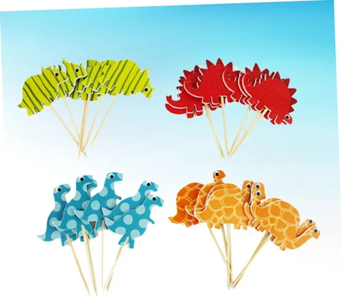 Vista 7 de Paper Dinosaur Cake Toppers Birthday Party Decoration 96pcs