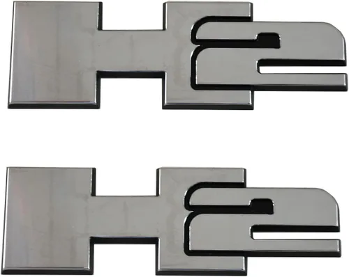 Vista 6 de 2 piezas de emblemas 3D de placa de nombre de puerta del portón trasero H2 para Hummer H2 2003-2009 (negro)