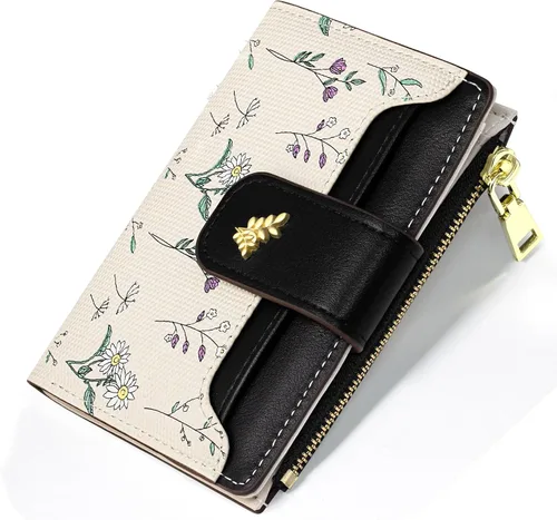 Vista 10 de YINHEXI Cartera para mujer, compacta y pequeña con bloqueo RFID, de cuero PU, plegable, con tarjetero, monedero mini con bolsillo para monedas