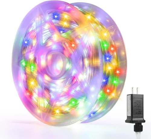 Vista 8 de Luces de Navidad de 262 pies, 800 luces LED para exteriores, alambre transparente para árbol de Navidad con 8 modos impermeables, tira de luces