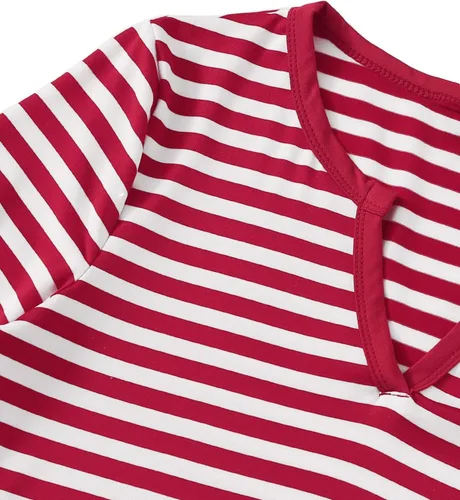 Vista 3 de Floerns Vestido tipo camiseta con cuello en V y estampado de rayas casuales para mujer