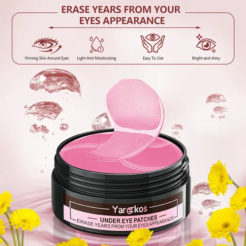 Vista 3 de 60 parches rosas para debajo de los ojos, 30 pares de máscaras debajo de los ojos para ojeras para tratamiento de ojos hinchados, almohadillas