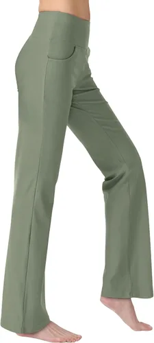 Vista 2 de Pantalones de yoga para mujer con bolsillos, cintura alta, pantalones de entrenamiento de yoga para mujer
