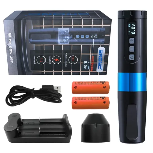 Vista 6 de BRONC Máquina de tatuaje V2 Rotary Pen Style Supply Motor sin núcleo 2,000mAh Batería de energía (azul)