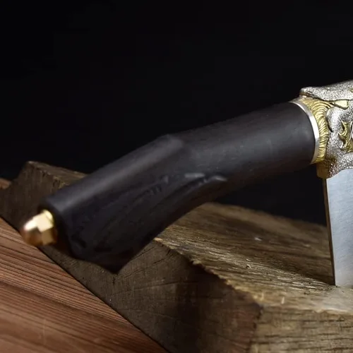 Vista 5 de Cuchillo de chef chino de 7.5 pulgadas, 67 capas, cuchillo de cocina de acero de damasco, cuchillo de cocina, cuchillo de china, cobre y mango
