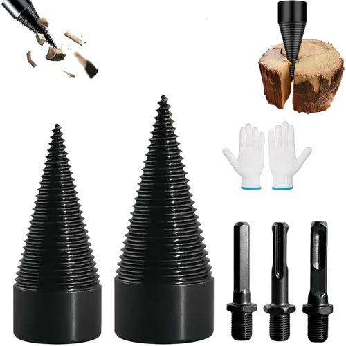 Vista 8 de Juego de brocas para leña, broca divisora de madera mejorada, resistente y desmontable, broca eléctrica separadora de madera, broca de fácil