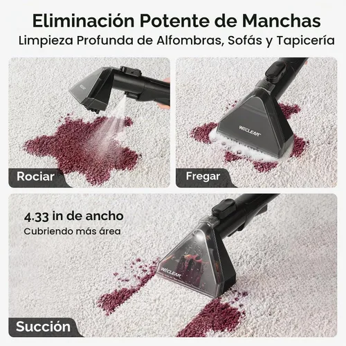 Vista 2 de Limpiador de manchas portátil, limpiador de alfombras y tapicería para sofá