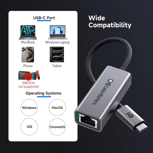 Vista 6 de Cable Matters - Adaptador USB C a Ethernet, Gigabit Ethernet a USB C Ethernet de 1000 Mbps, compatible con MacBook, iPhone 17/16, iPad Pro, Dell