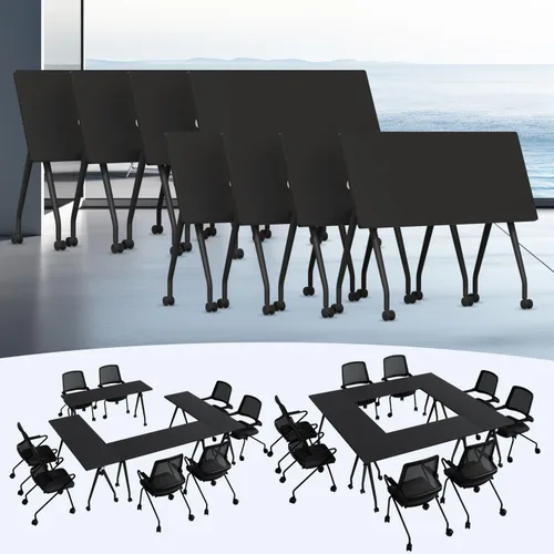 Vista 26 de Paquete de 2 mesas de conferencias plegables, mesa de reunión modular de 1915-gris