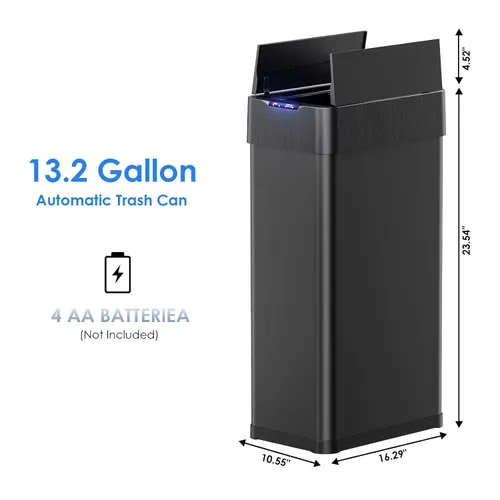 Vista 2 de Bote de basura automático, cubo de basura con sensor de movimiento sin contacto de 13.2 galones Smart Garbage Can with Soft-Close Lid, Bag