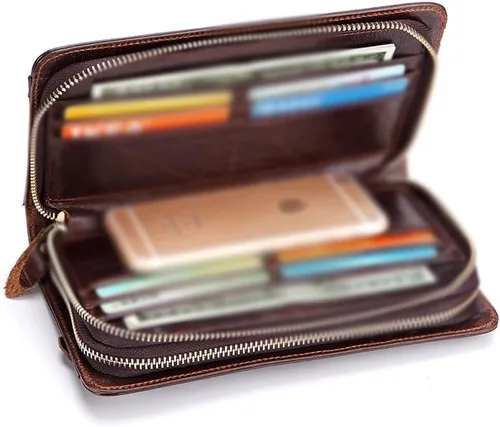 Vista 6 de CZDYUF - Bolso de muñeca para hombre con doble cremallera, cartera para teléfono móvil, tarjetero