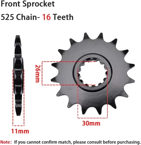 Vista 2 de 525 Chain 16T Front 47T Rear Sprocket Compatible with YAMAHA FZ8 FZ8N FA8S FZ-8 FZ-8N FZ-8S Fazer 39P 42P 2010 2011 2012 2013 2014 2015