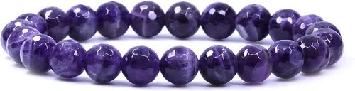 Vista 102 de Amandastone Pulsera elástica de cuentas redondas de 0.315 in con piedras preciosas naturales de 7 pulgadas