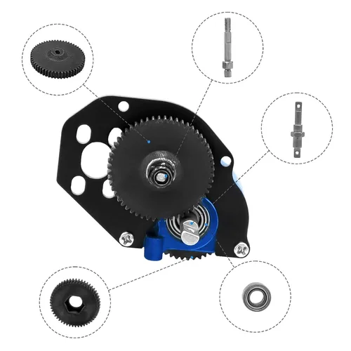 Vista 5 de Motor RC 050 50T Motor cepillado con caja de cambios de transmisión de aleación de aluminio para Axial SCX24 AXI00002 AXI00001 AXI90081 AXI00006 Azul