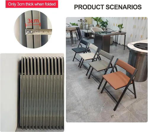 Vista 5 de 2 sillas deportivas para adultos, sillas de oficina plegables tapizadas, silla de salón portátil al aire libre para oficina, cocina (negro, grande)