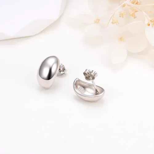Vista 2 de Aretes de plata de ley S925 en forma de C, aretes de aro de cúpula gruesa para mujer, regalos de joyería