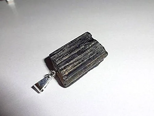 Vista 5 de Sublime Gifts - Colgante de turmalina negra cruda con forma de piedra preciosa curativa de cristal natural y lazo de metal