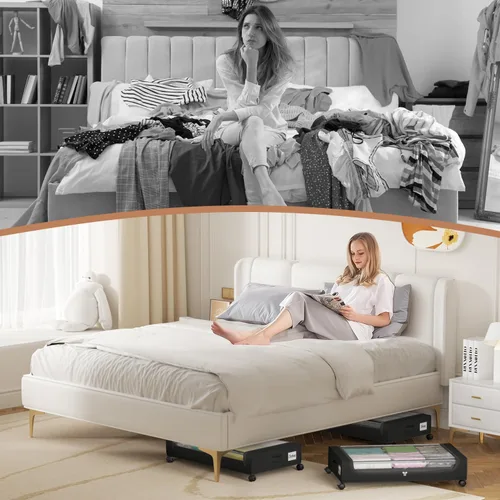 Vista 8 de Contenedores de almacenamiento debajo de la cama con tapa transparente, almacenamiento grande debajo de la cama con ruedas, contenedores de 6.22