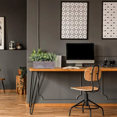 Vista 6 de Winlyn Plantas de eucalipto sintético en maceta de madera rectangular rústica, arreglo de vegetación de eucalipto artificial, planta en maceta