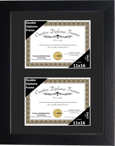 Vista 40 de Creative Picture Frames Marco de diploma doble clásico negro de 6 x 8 pulgadas con vidrio negro y colgador de pared instalado