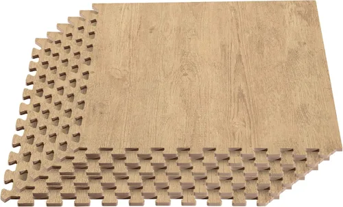Vista 17 de Azulejos de espuma estampada de 3/8 de pulgada de grosor Forest Floor, tapetes de espuma de grano de madera entrelazados de primera calidad, piso