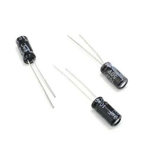 Vista 5 de 50 condensadores electrolíticos radiales de aluminio (20.118 in) 10uF / 50 V para bricolaje