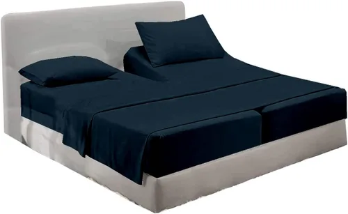 Vista 14 de Juego de sábanas divididas tamaño Queen para cama ajustable, juego de sábanas divididas de 5 piezas para cama Queen dividida de 600 hilos, 100%