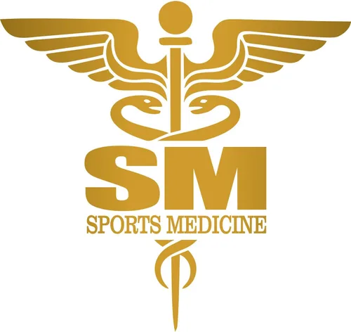Vista 2 de CafePress Etiqueta engomada cuadrada de la medicina del deporte Pegatina del parachoques