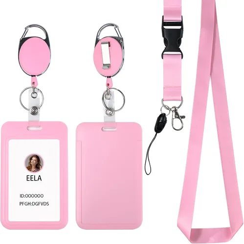 Vista 11 de Soporte retráctil para tarjetas de identificación con cordón separable, carrete de credencial resistente, llavero desmontable, soporte para tarjetas
