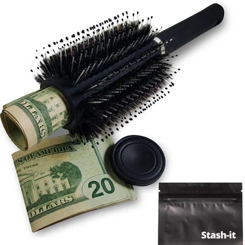 Vista 5 de Cepillo de cabello de distracción para almacenamiento de seguridad, con bolsa a prueba de olores, de Stash-it Can Safe, con tapa oculta en la parte