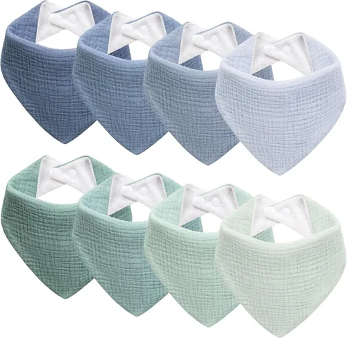 Vista 9 de Baberos de muselina para bebé, baberos de bandana para babeo para bebés niñas y niños, recién nacidos, niños pequeños, babeo y dentición