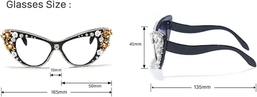 Vista 2 de Melrose Diamond Jewelry - Gafas de lectura punk, diseño de ojo de gato único para mujer