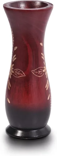 Vista 2 de AeraVida Florero de madera de árbol de mango cóncavo rojo de 8 pulgadas Florero decorativo de madera de granja para mesa Decoración del hogar