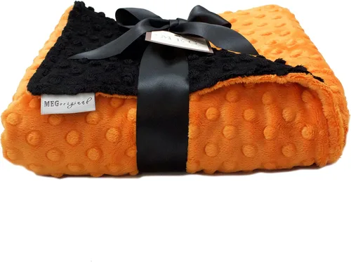 Vista 5 de MEG ORIGINAL Minky Dot Manta de bebé, naranja y negro 346