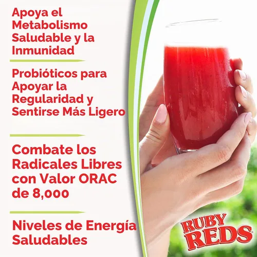 Vista 5 de Ruby Reds Deliciosos rojos en polvo de frutas y verduras suplemento con potentes vitaminas, minerales, enzimas, hierbas, nutrientes y probióticos