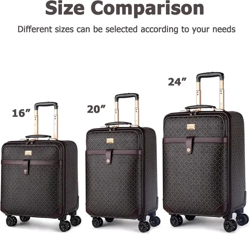 Vista 7 de feilario 2 Piezas Equipaje de Negocios de Cuero con Ruedas Giratorias Impermeable Maleta de Mano con Cerradura TSA - Capacidad 36-55L, Rhombus
