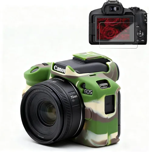 Vista 13 de Funda para cámara Canon EOS R50, funda protectora de silicona suave, antiarañazos, funda ajustada delgada con accesorios de protector de pantalla