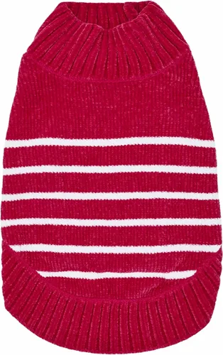 Vista 13 de Blueberry Pet Suéter de Chenilla Suave y Acogedor Elegante a Rayas para Perro en Rojo Borgoña, Longitud de Espalda 10", Paquete de 1 Prenda