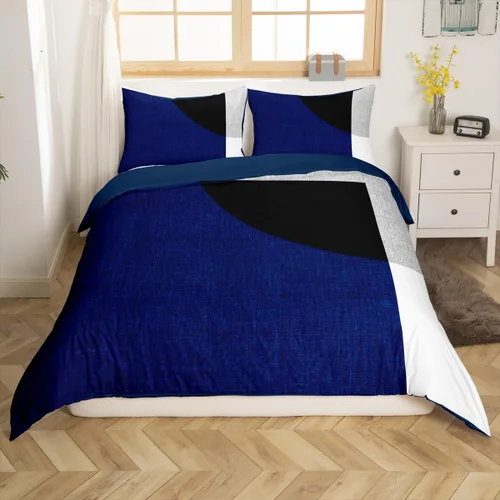 Vista 26 de Erosebridal Funda de edredón a rayas color negro y beige, funda de edredón bohemia moderna geométrica abstracta para mujeres, hombres y adultos