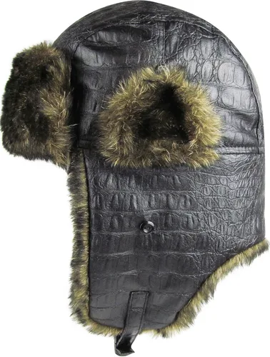 Vista 3 de Mezcla de lana de aviador cazador de soldado con orejeras Ushanka Esquimal, bombardero ruso, cálido, invierno frío