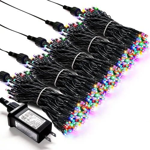 Vista 19 de JMEXSUSS Guirnalda de luces de Navidad de 200 LED azules y blancas, 66 pies, de exterior, expansible, para árbol, fiesta o decoración de hogar