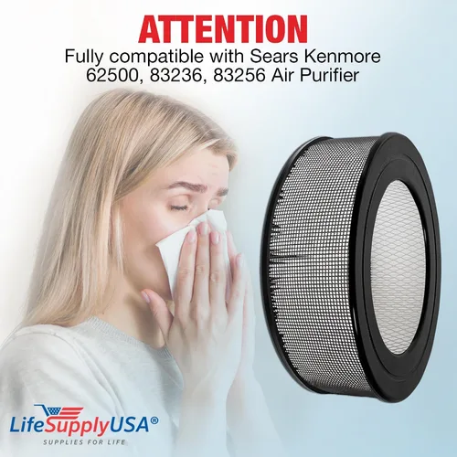 Vista 2 de 62500 Filtro HEPA de repuesto compatible con purificador de aire Sears Kenmore 83236, 83256 de LifeSupplyUSA