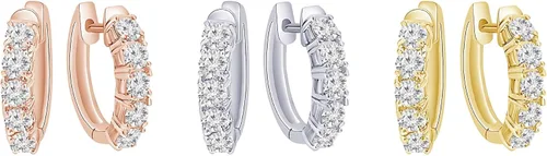 Vista 5 de Pendientes de aro de diamante natural de 34-6 quilates colección de valor