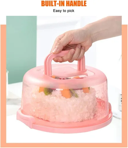 Vista 3 de TOPINCN Funda portadora de tartas, portador portátil para cupcakes con tapa y asa, recipiente redondo para tartas, bandeja del desierto, caja