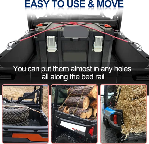 Vista 5 de StarknightMT Ranger - Anclajes de amarre, UTV Lock and Ride de 2 pulgadas compatible con Polaris General Ranger 500 570 1000 XP 900 800 700 con Negro
